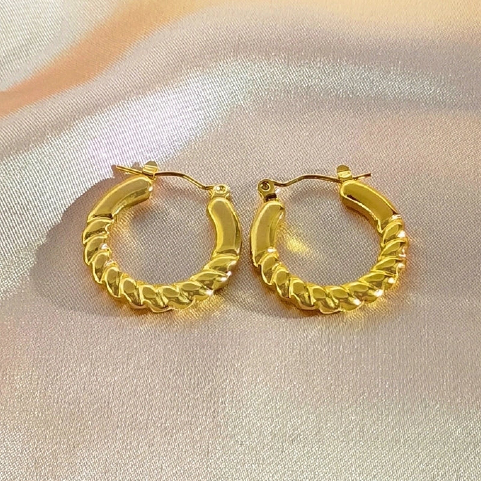 Round Twist hoop Earrings
