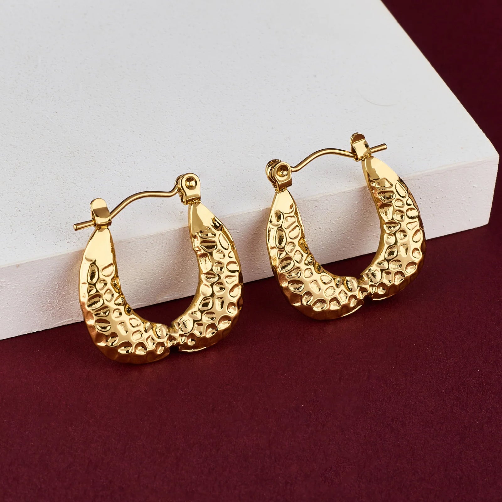 Chunky Dimpled Gold Hoops