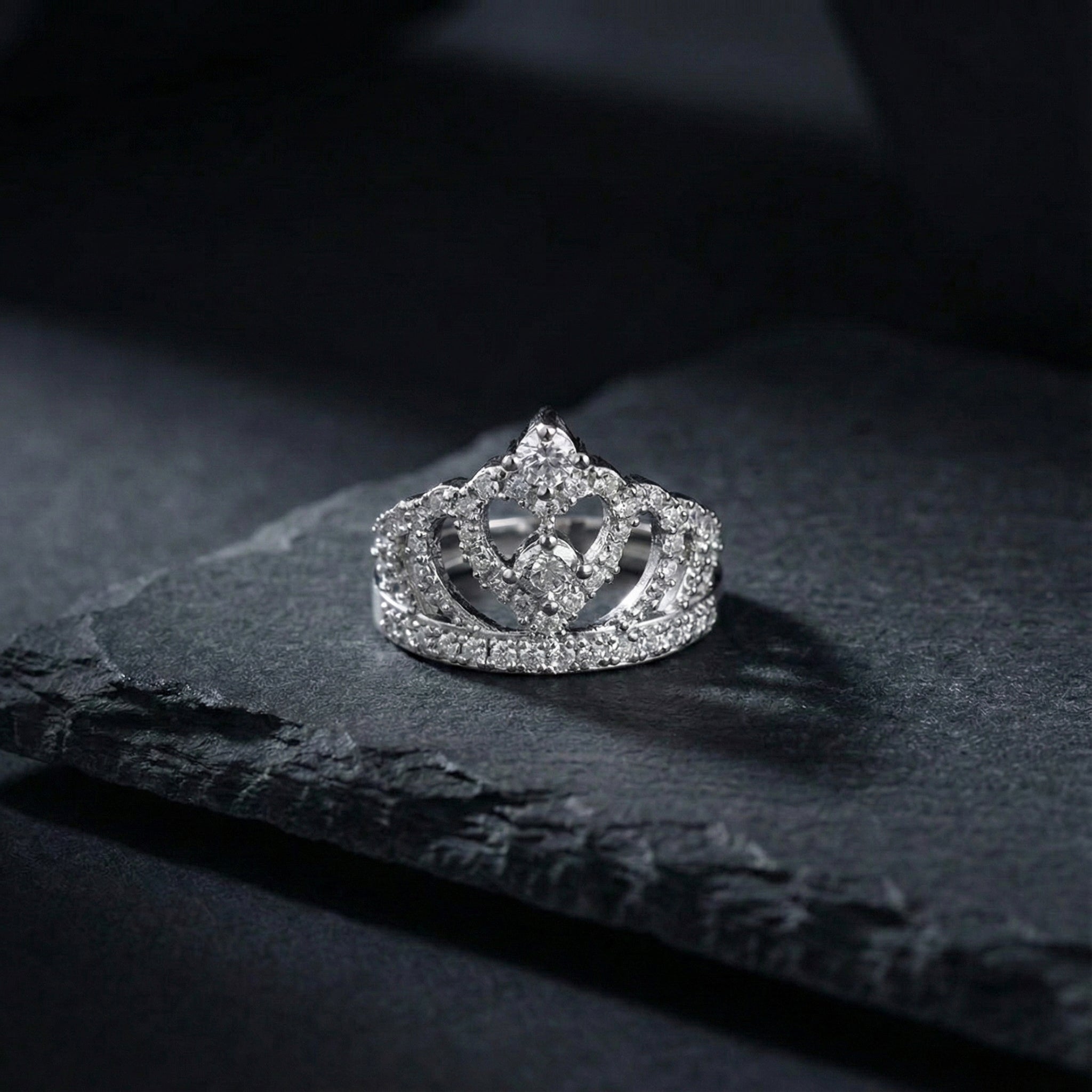 Regal Heart Crown Ring