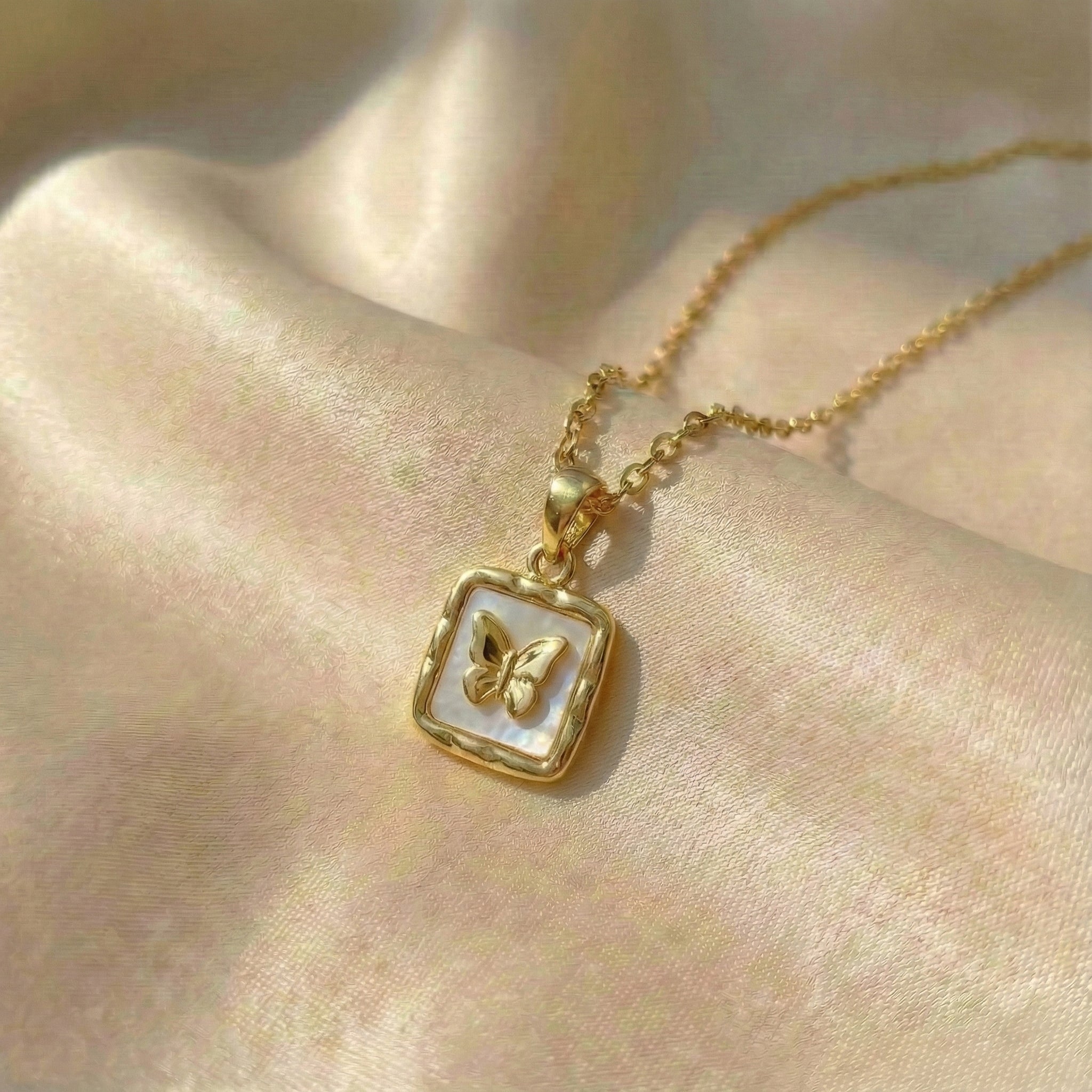 Hammered Gold Butterfly Pendant