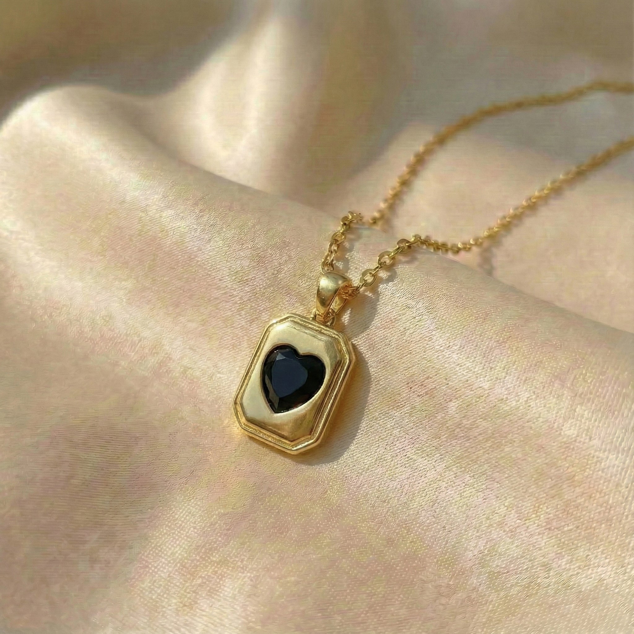 Gilded Noir Heart Frame Pendant