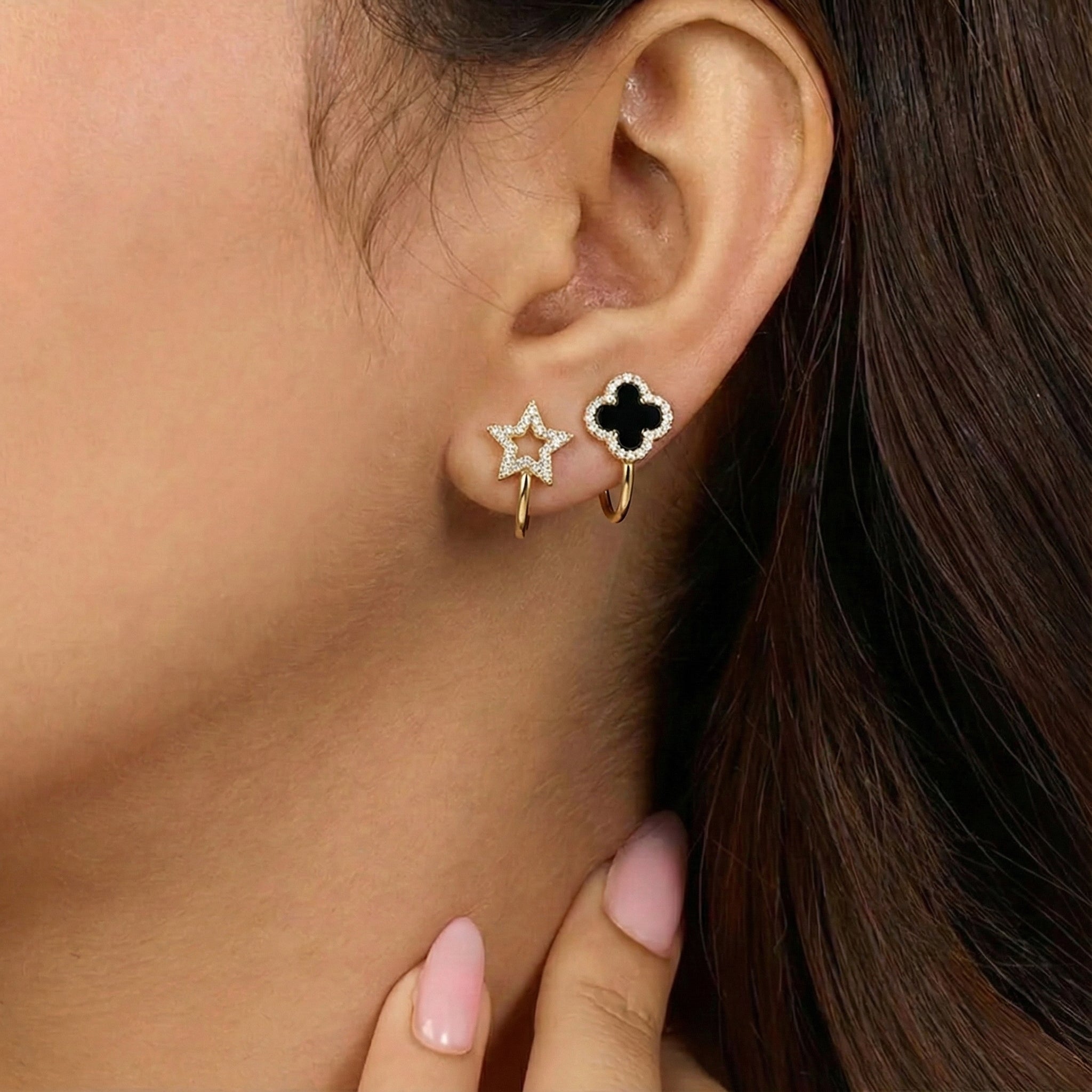 Black Clover & Open Star Studs