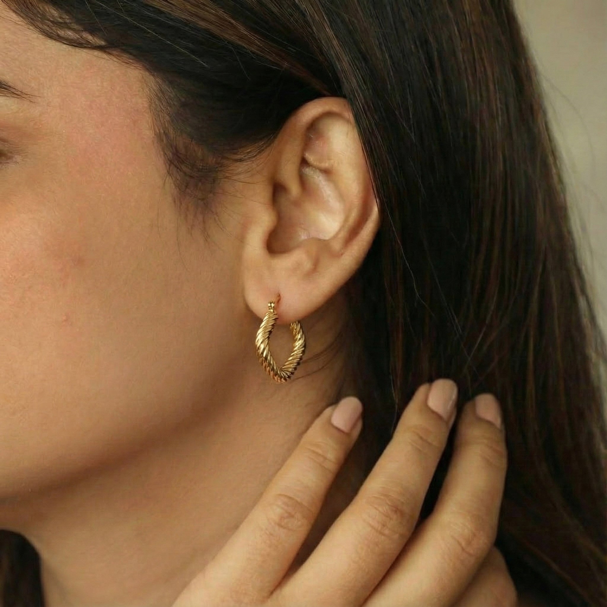 Twisted Rope Gold Hoops