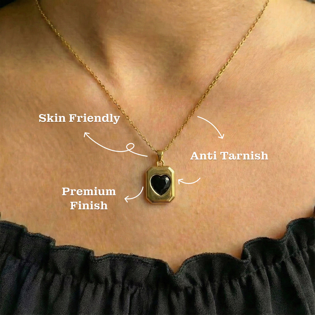 Gilded Noir Heart Frame Pendant