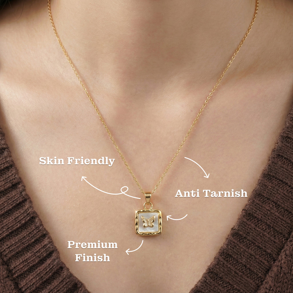 Hammered Gold Butterfly Pendant